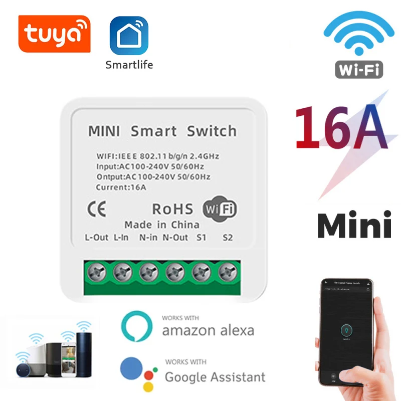Tuya Smart Zigbee / WiFi Switch 16A 2-Way DIY Switches SmartLife App Works With Alexa Google Home Alice Voice Control Support |