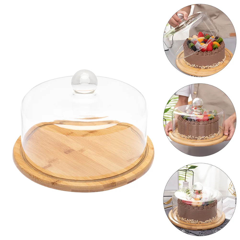 

Cake Dome Cover Standglass Display Dessert Plate Platterlid Wood Server Cupcake Wooden Cloche Serving Tray Cheese Holder Stands
