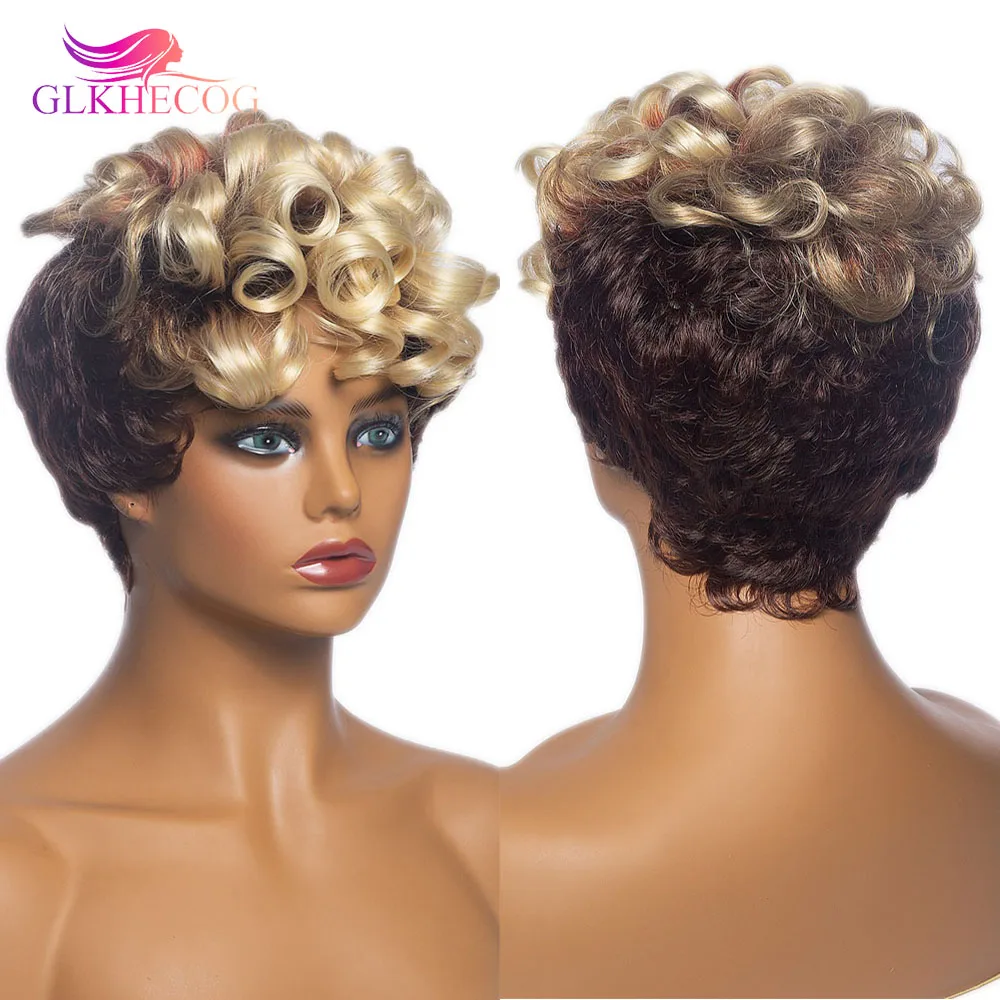 

Synthetic Hair for Women Short Curly African American Wig Pixie Cut Hair Bob Cosplay Wig Daily Use