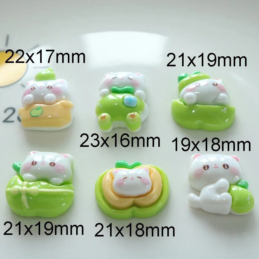 Фото 10 шт. блестящие зеленые кабошоны серии Apple Cat из смолы с плоской задней частью для скрапбукинга DIY ювелирные изделия ремесленные украшения аксессуары №2