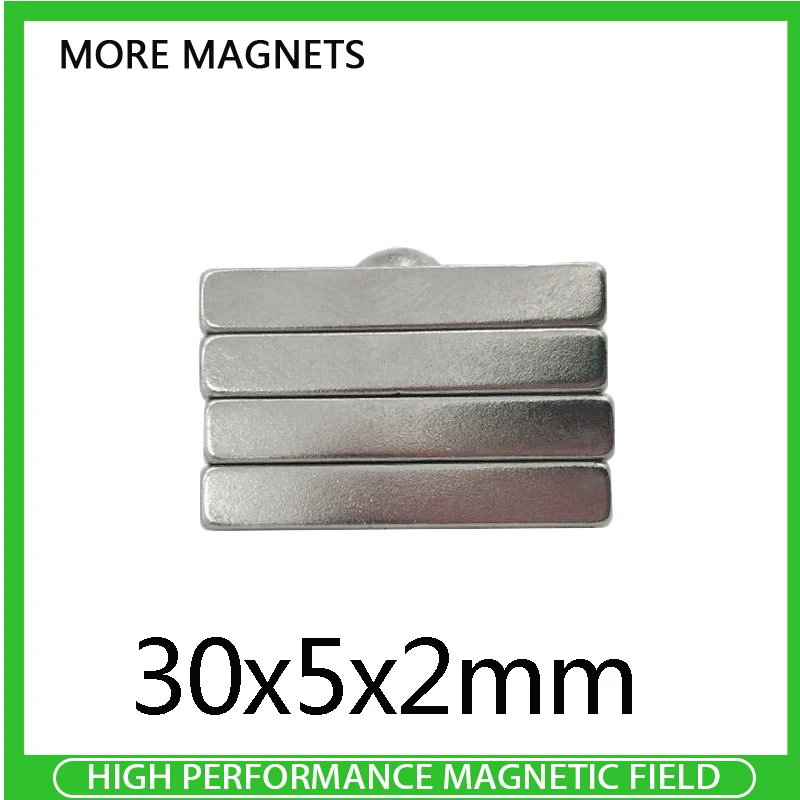 

10~500pcs 30x5x2mm NdFeB Thin Quadrate Permanent Magnets Thickness 2mm Neodymium Magnet N35 Strong Magnetic Magnets 30*5*2mm