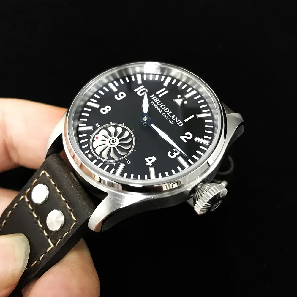 Фото Hruodland 2025 Новые мужские механические часы Seagull ST3620 Retro Pilot 43 мм Bgw-9 Светящийся сапфировый кристалл Турбина Reloj Hombre №3