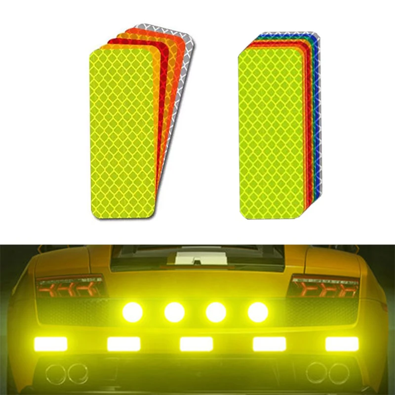 

10Pcs Car Bumper Reflective Stickers Reflective Warning Strip Tape Secure Reflector Stickers Decals General Car Accessories
