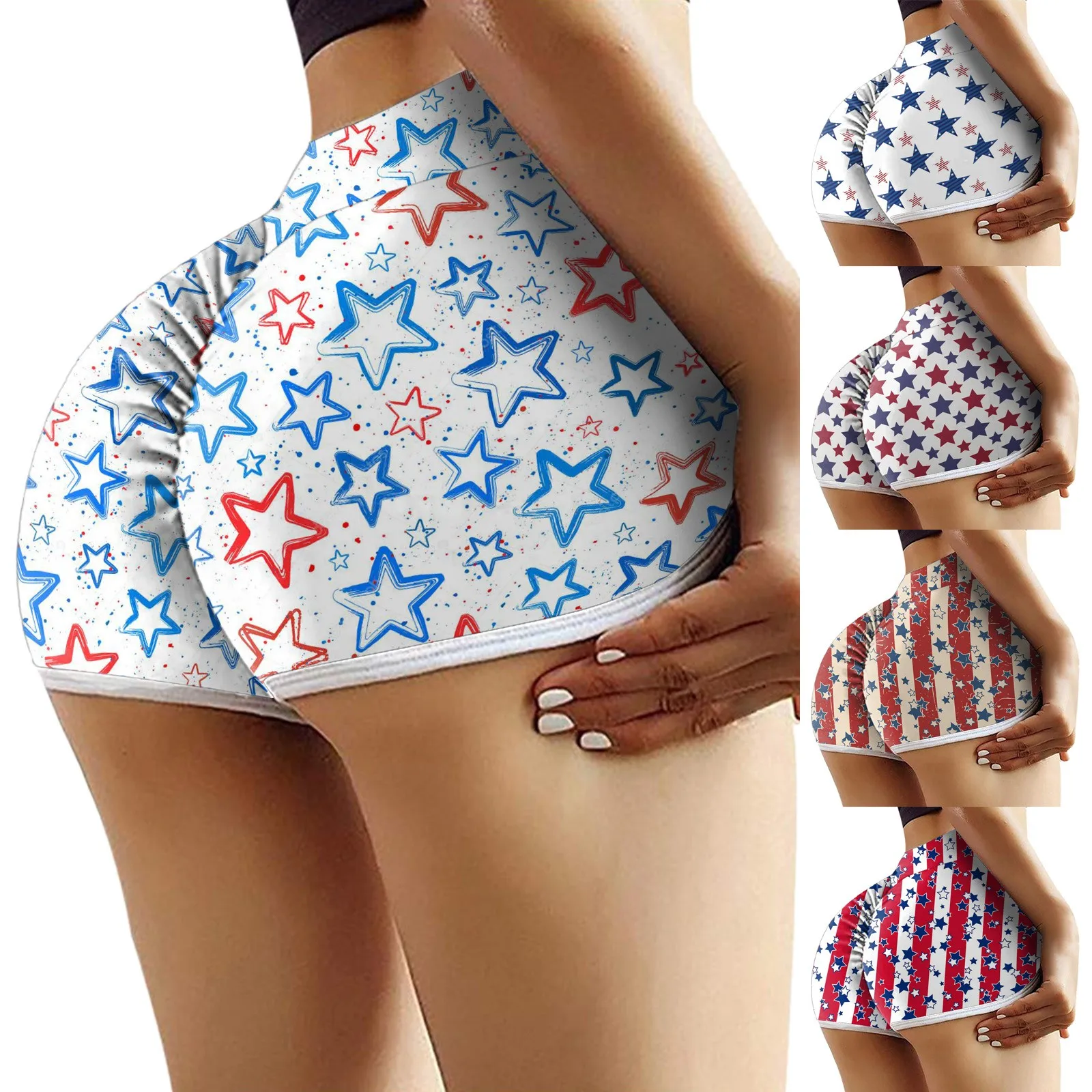 

Бесшовные велосипедные шорты, женские шорты для йоги с высокой талией, короткие леггинсы, спортивные брюки для Дня независимости с эффектом подтяжки ягодиц