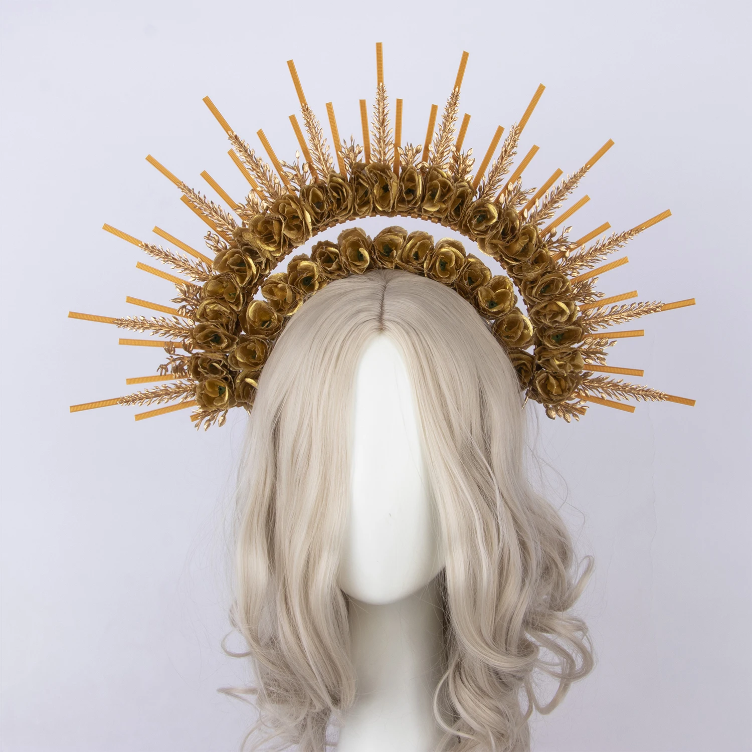 

Spiked Rose KC Halo Crown Headpiece Queen Sun Goddess Baroque Headband Gothic Lolita Hallowmas Punk Headdress Hair Accessories