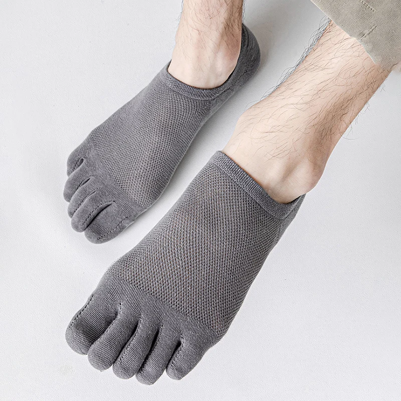 

Finger Ankle Socks Elastic Sock 3 Short Open Toe Invisible Men's Man Fashion Pairs Boat Sweat-absorbing Socks Breathable Cotton