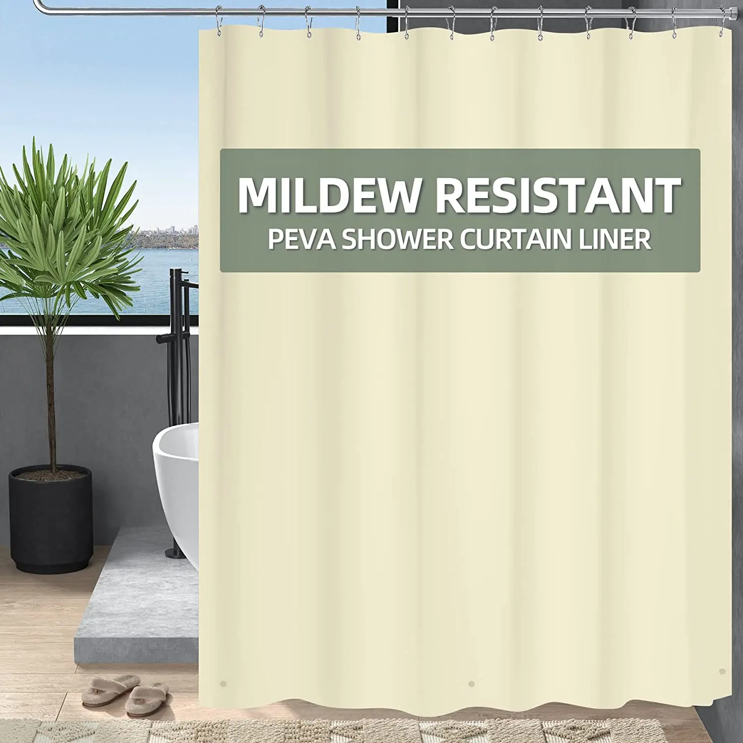 

Пластиковая бежевая душевая занавеска usunday PEVA, подкладка для ванной, 180x180 см