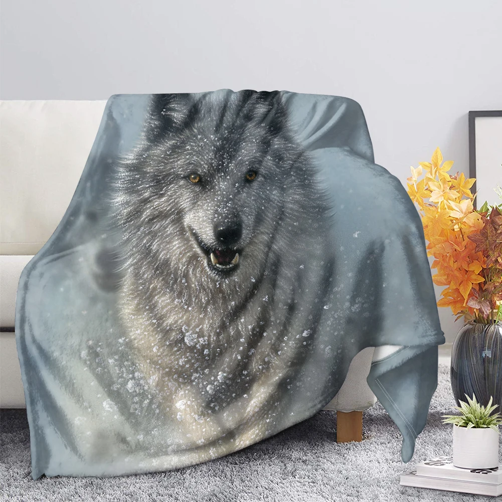 

Upetstory Wolf Blanket Men 3D Animal Sherpa Blanket Custom Thick Fleece Warm Super Soft Flannel Office Nap Blanket Sofa Bedding