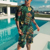 2022 new mens 2 piece set o neck t shirt 3d printing retro style trend oversized high quality personality summer athletic sets