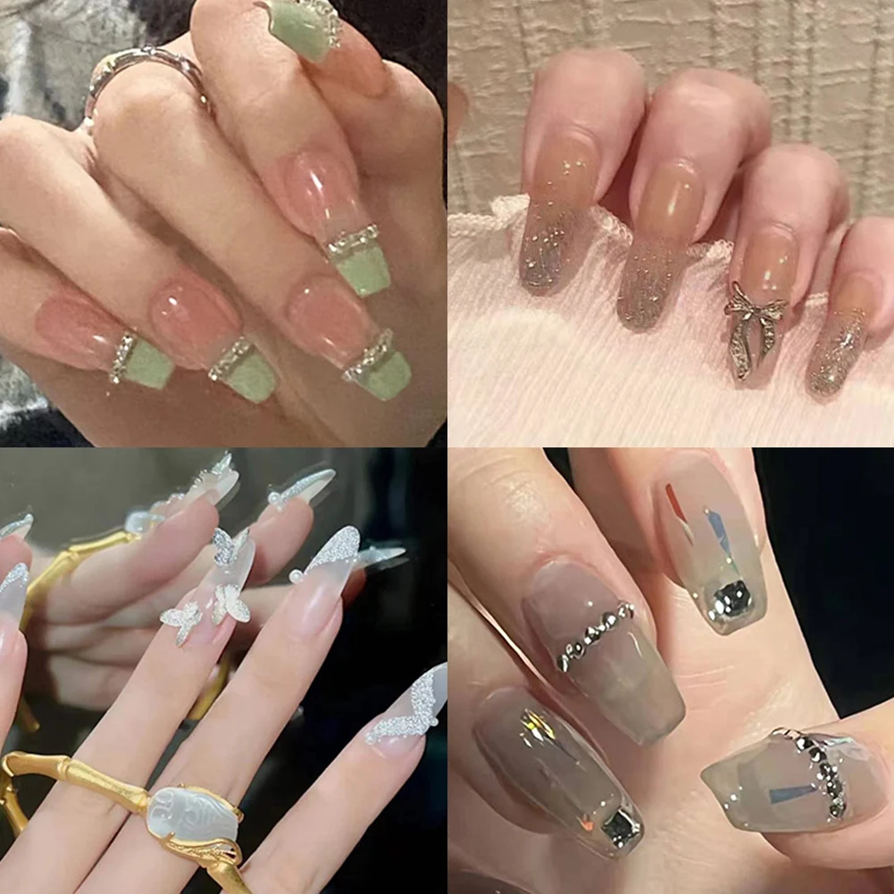

24Pcs Long Coffin Press On Nails Ultrathin Fake Nail Tips Wearable Full Cover False Nails Manicure Nail Art Design