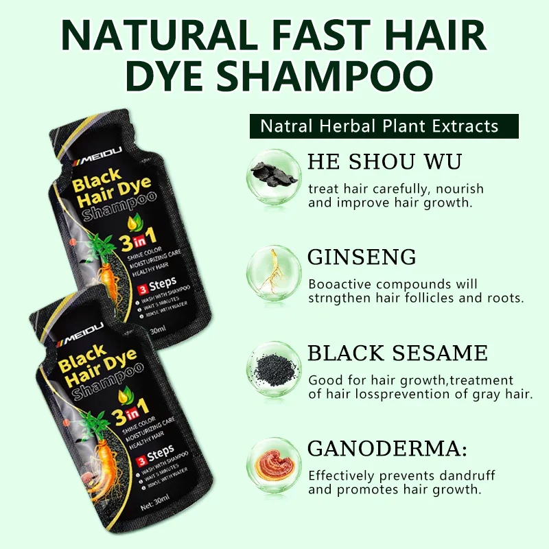 30 мл 10 шт. шампунь для черных волос 3 в 1 полуперманентная краска натуральная