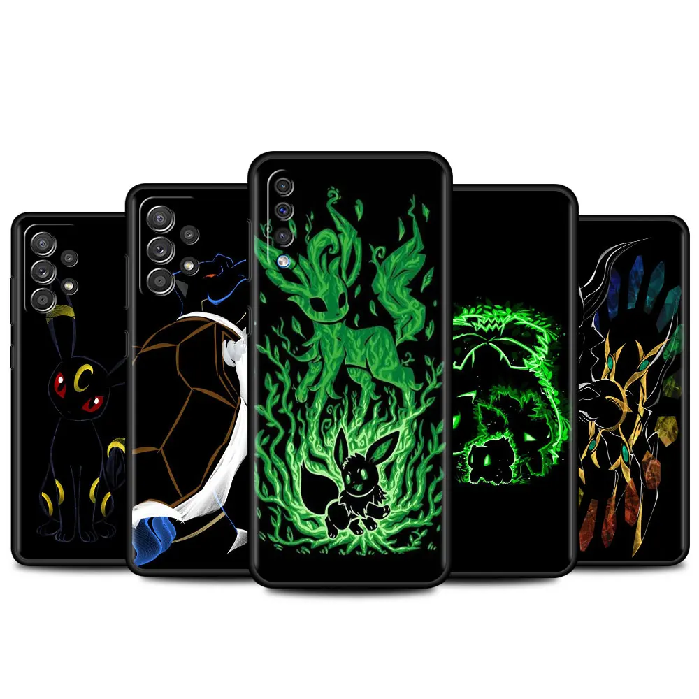 

Shockproof Capa Pokemon Simple Case For Samsung Galaxy A50 A73 A53 A33 A13 5G A04 A03 A01 A70 A20 Black Phone Cover Soft Capa