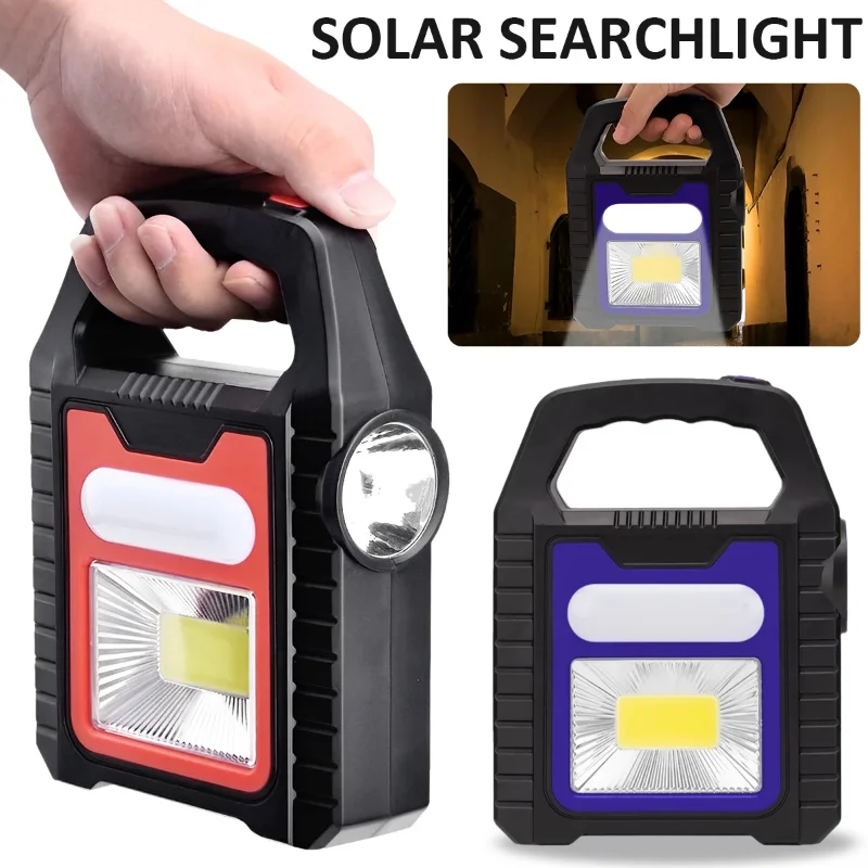 

Portable Solar Lantern Outdoor Emergency Flashlight Solar Working Hand Lamp COB Flood Light USB Camping Searchlight Spotlight