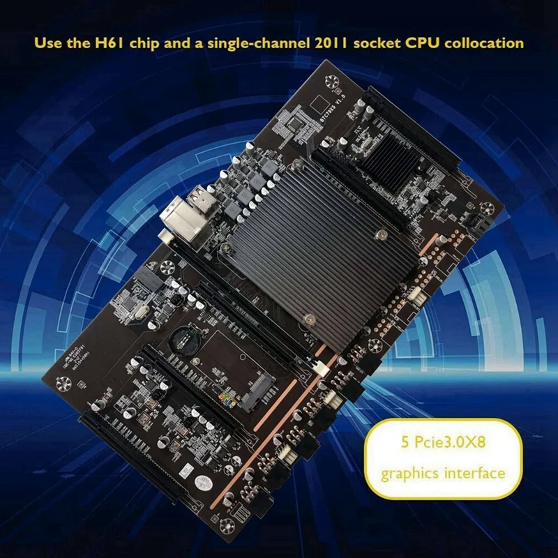 Фото 2X материнская плата для майнинга BTC X79 H61 + E5 2609 V2 CPU 5X PCI-E 8X LGA 2011 DDR3 поддержка 3060 3080 GPU для майнинга BTC №4
