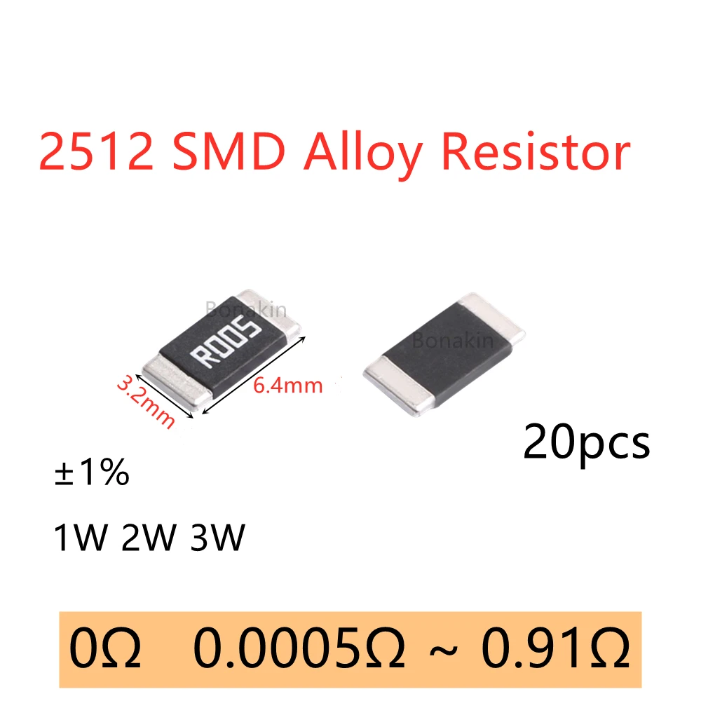 Резистор SMD 2mR 0.005R 0.01R 0.015R 0.02R 0.03R 0.05R 0.1R 0.15R 0.22R 0.3R 0.5R 0.62R 0.75R 0.82R 20 шт