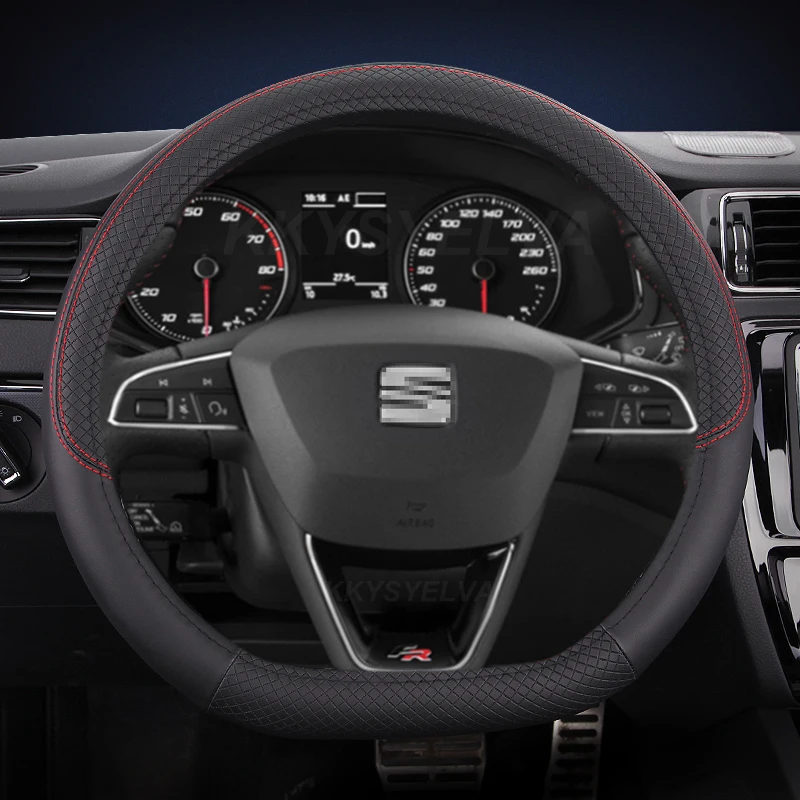 

Microfiber Leather Car Steering Wheel Cover Non-Slip 38cm For Seat Tarraco Arona Ateca Ibiza Toledo Mii Leon Arosa Exeo ST FR
