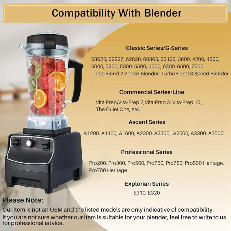 For Vitamix 64OZ Blender Pitcher Replace 5200 5000 6500 7500 Pro500 750 Container With Tamper Tool Stick