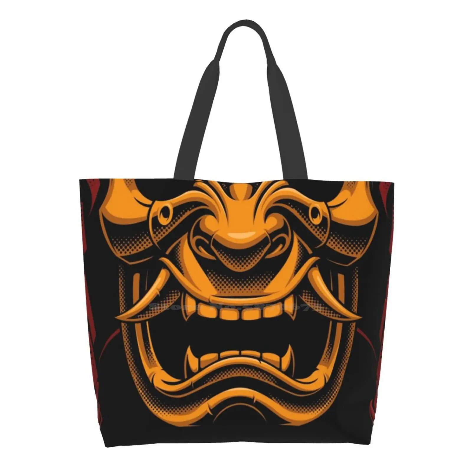 

Fiery Demon Helmet Large Size Reusable Foldable Shopping Bag Video Games Gamer Ghost Of Tsushima Ps4 Action Combat Asian