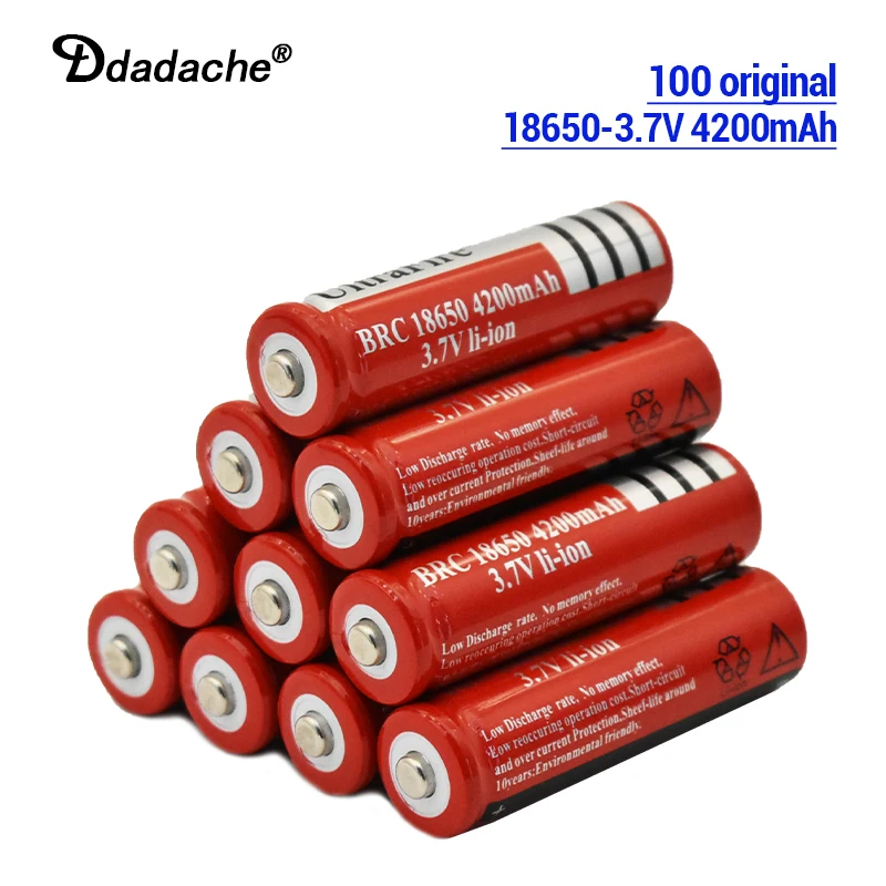 

100 NEW original large capacity 18650 3.7V 4200mAh 18650 Lithium Rechargeable Battery For GTL EvreFire Flashlight batteries
