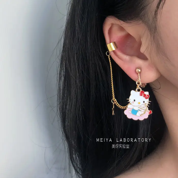 

Серьги Hello Kitty для девочек, милые Мультяшные клипсы для ушей без проколов, милые серьги, женские клипсы для ушей, ювелирные изделия Y2k