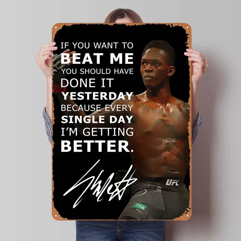 Цитата из Израиля Adesanya металлический знак спортивный плакат Настенный декор для