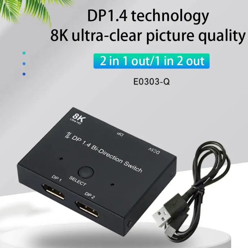 

8k@60hz 4k@120hz Bi-directional Manual Switch Tv Projector Multiple Source Dp Splitter Converter Docking Displayport Switcher