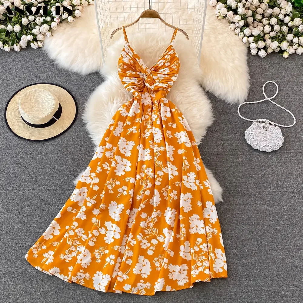 Весенне-летнее сексуальное платье ANSZKTN с полым принтом и тай-дай кружевное