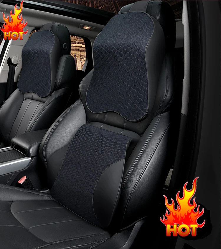 

Car Neck Pillow PU Leather Car Pillow Waist Pillow Back to Back Waist Pad Memory Foam Auto Parts Universal