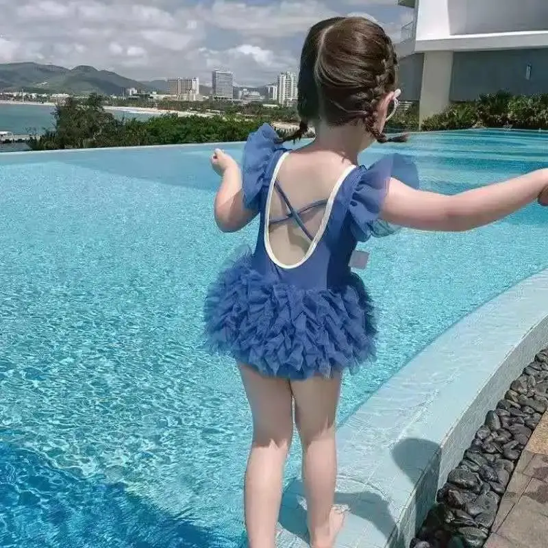 

2022 Summer Children'S Swimwear Children'S Swimwear Baby Foreign Style Swimsuit Girls One-Piece Swimsuit Little Girl Mesh