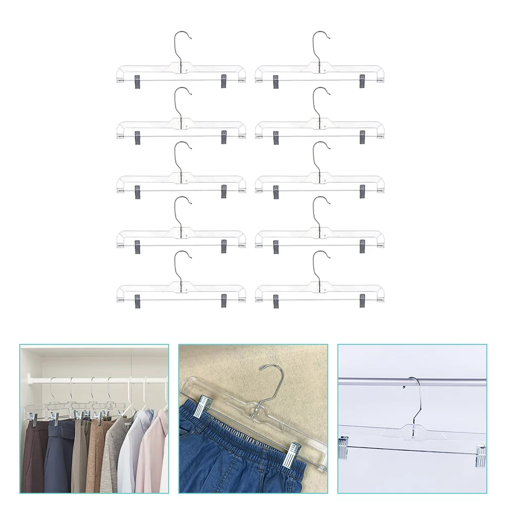 

10pcs Pants Hanger Multipurpose Practical Display Clothes Hanger Jeans Hanger Skirt Hanger With Clip