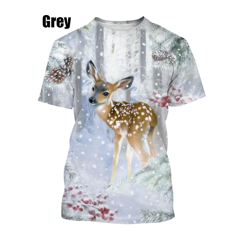 

Новинка 2022, модная летняя футболка с 3d принтом оленя Sika, Повседневная футболка