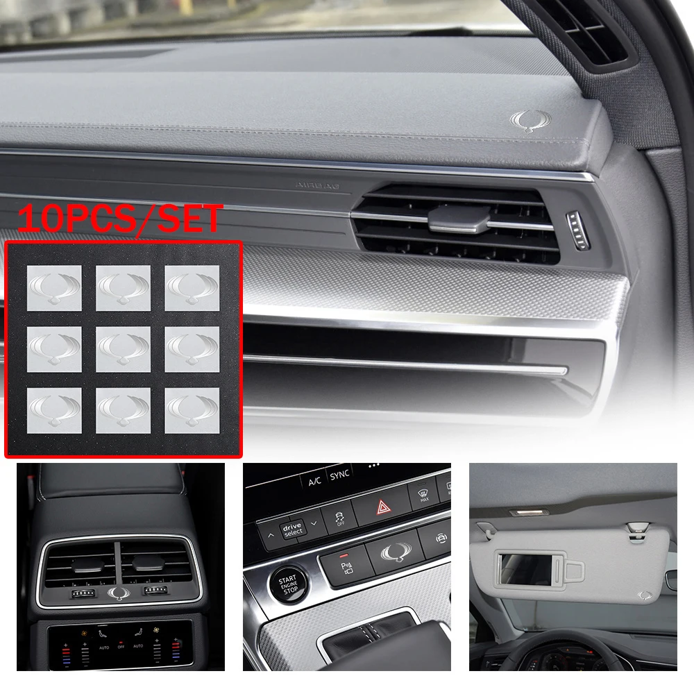 

10pcs Car Styling Interior Nickel Stickers 3D Badges Auto Decoration For Ssangyong Rexton 2 Tivolan Musso Tivoli Kyron Actyon VW