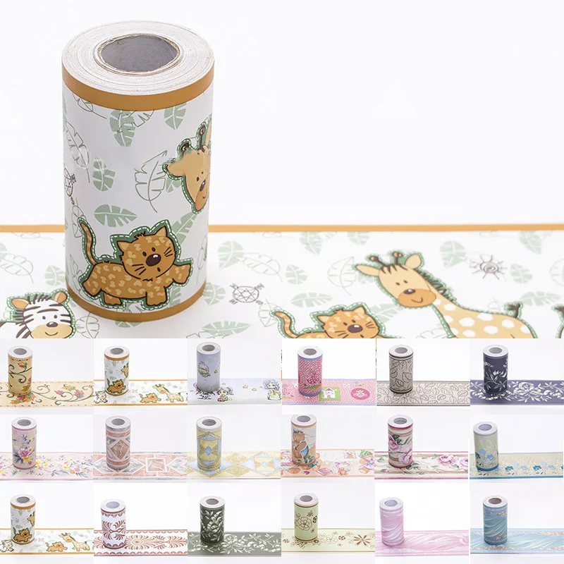 

10m PVC Self-Adhesive Baseboard Wall Sticker Floral Skirting Waistline Stickers Waterproof 3D Floral Vintage Home Decor Mural