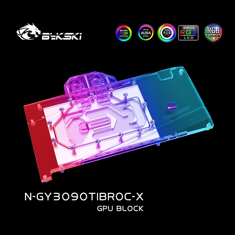 Блок водяного охлаждения Bykski GPU для GALAX RTX 3090Ti Boomstar OC полное покрытие с задней