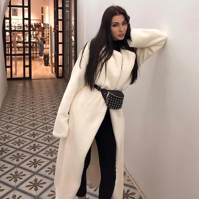 long white faux fur coat women x-long   Female Winter h Thick Warm Loose Women Faux Rabbit Fur Coat Loose Lapel Fur top