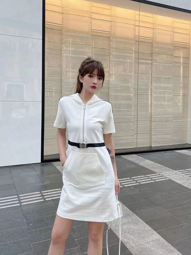 

Женское платье с капюшоном и юбкой-пачкой, свободное Повседневное платье из чистого хлопка, модель 2022New, y2k, летняя одежда с бюстгальтером