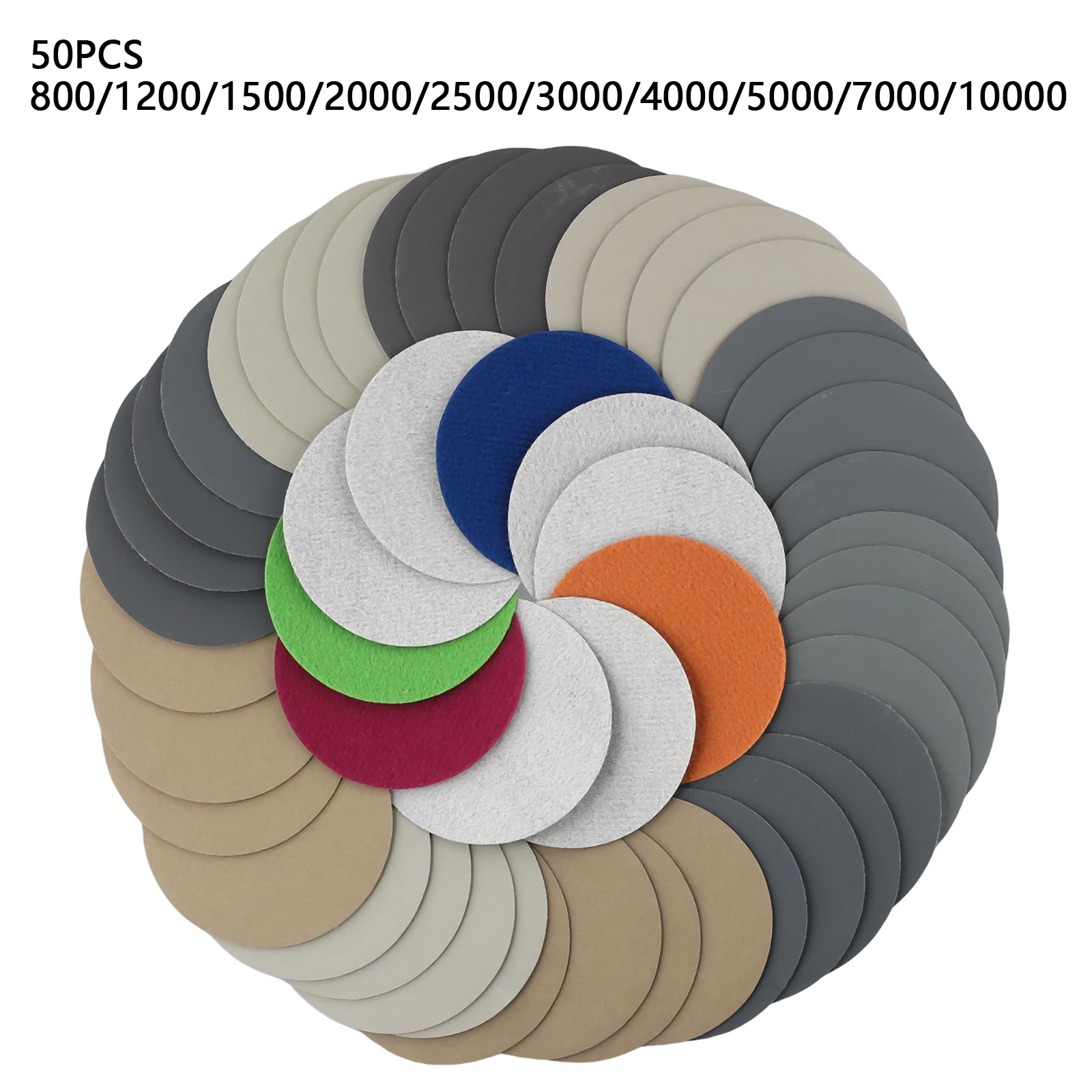 

50PCS 3inch Wet Or Dry Sandpaper Hook And Loop Silicon Carbide Sanding Discs Latex Flocking, High Flexibility