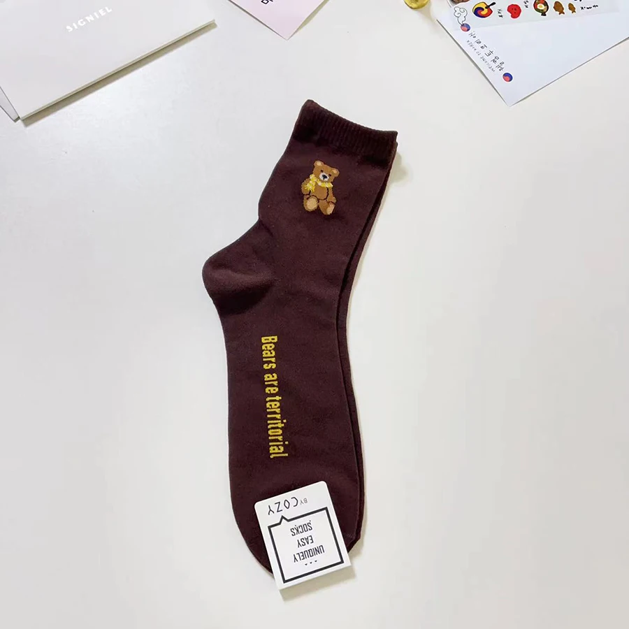 Качественные мужские носки с медведем и джентльменским дизайном из смеси хлопка