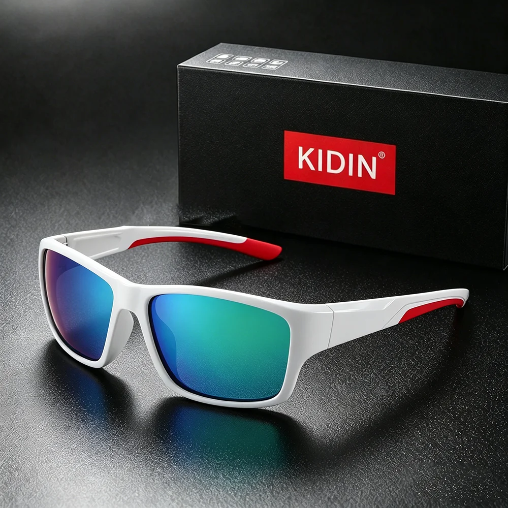 Фото Солнцезащитные очки KIDIN Wrap Square Polarized для мужчин и женщин, спортивный стиль, защита от УФ-излучения UV400, для мотоциклов, бега, скалолазания, повседневного использования №3