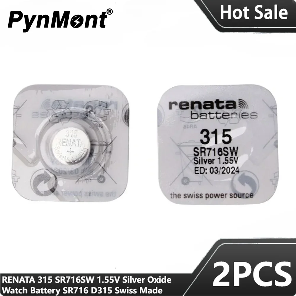 2 шт. RENATA 315 SR716SW 1 55 В оксид серебра батарея для часов SR716 D315 долговечные
