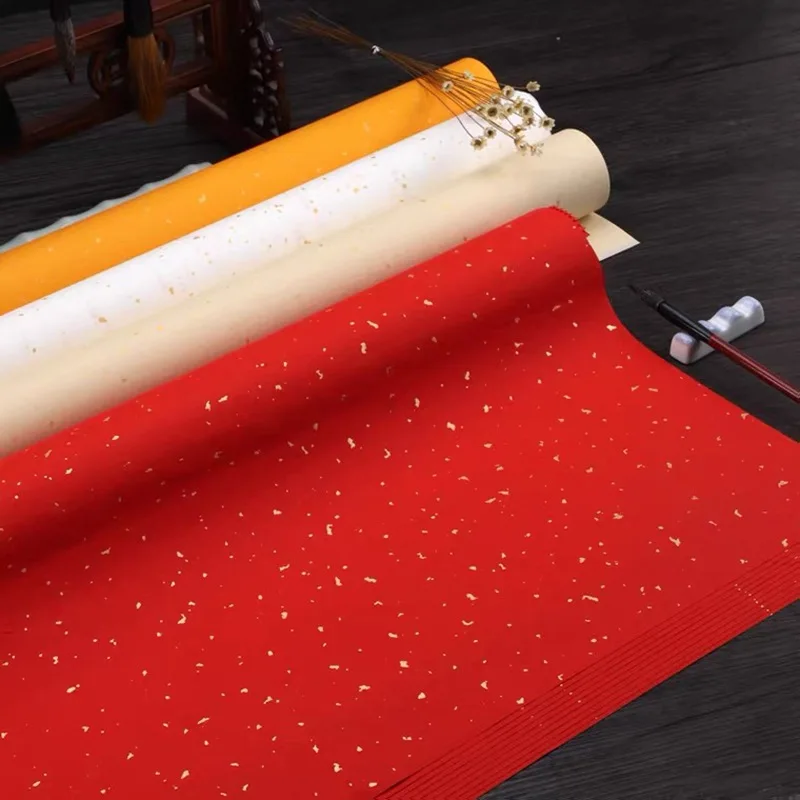 

5Sheets Snowflake Glitter Chinese Rice Paper Roll Semi-Raw Xuan Paper For Vintage Calligraphy Painting Paper