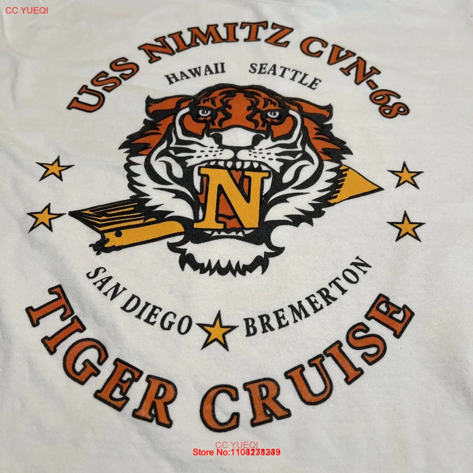 USS Nimitz CVN-68 Футболка Большой 2017 Tiger круиз Гавайский Сиэтл Сан-Диего Брем