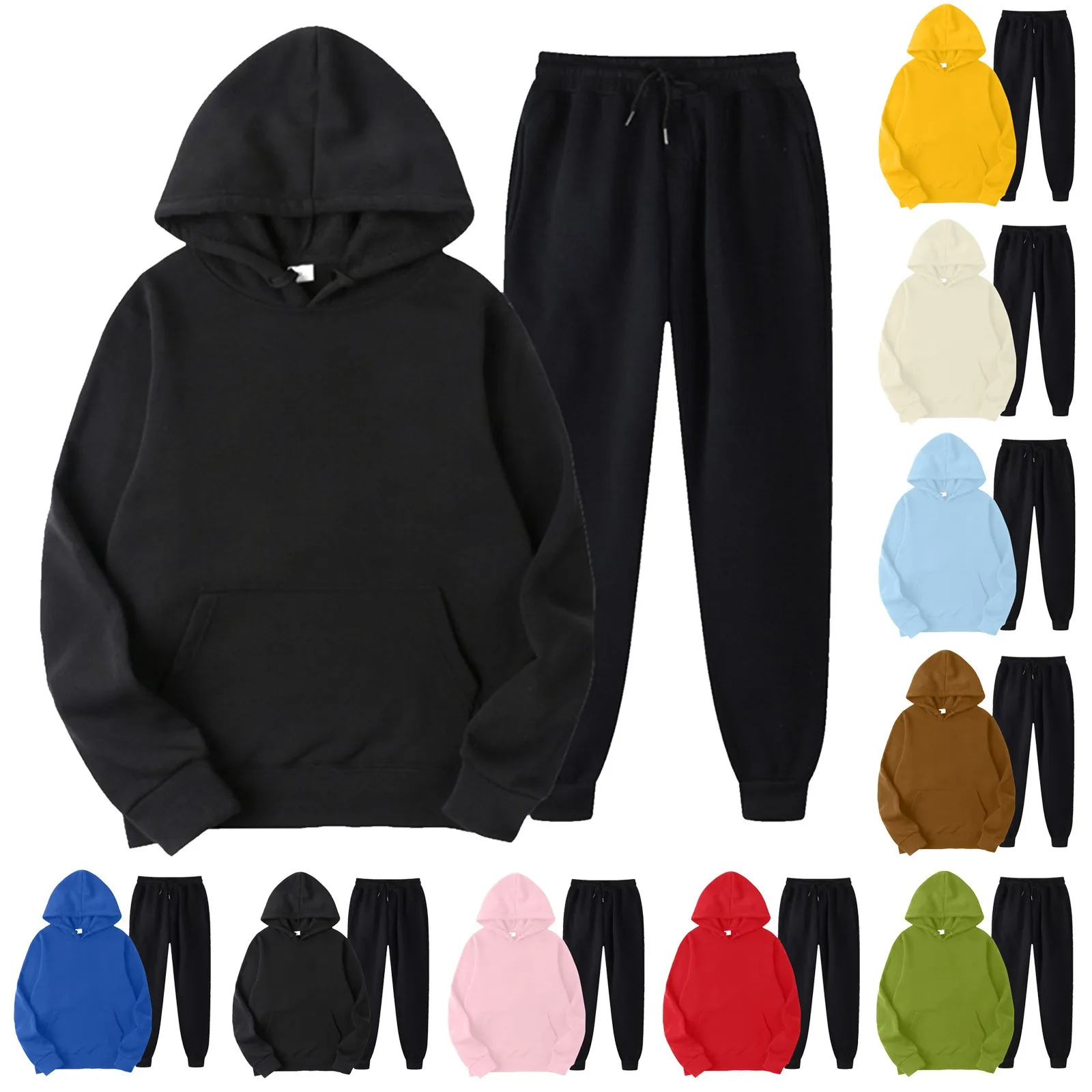 

Womens Two Piece Outfits Sets Hoodie Sweatshirt And Pant Suits for Winter plus Size Jogger Pants Tracksuit Set Oversized Pull