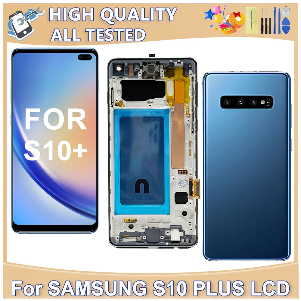Фото TFT 100% протестировано для S10Plus, замена ЖК-экрана для Samsung Galaxy S10 Plus G975F, ЖК-дисплей, цифровой преобразователь сенсорного экрана №1