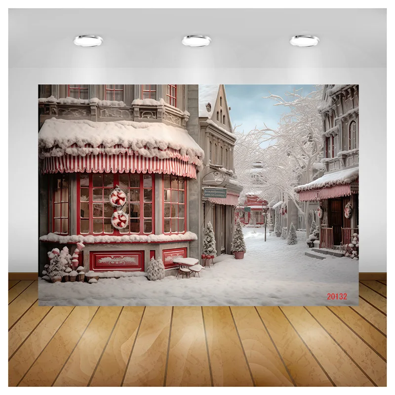 

SHENGYONGBAO Christmas Day Fireplace Photography Backdrops New Year Candy Chimneys Store Ball Window Studio Background WW-74