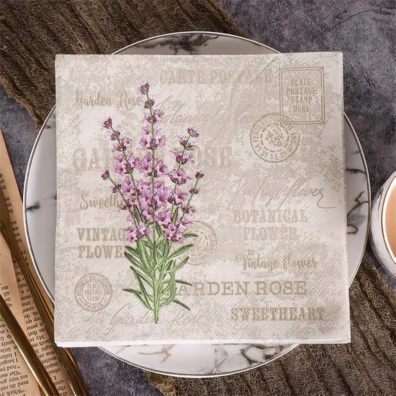 

10pcs 33*33cm Lavender Theme paper napkins serviettes decoupage decorated for wedding party virgin wood tissues