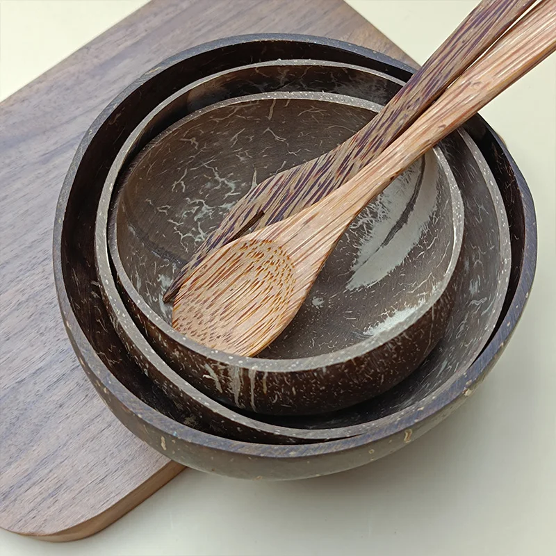 Естественный семейный набор деревянная чаша для рамен салата ложек из