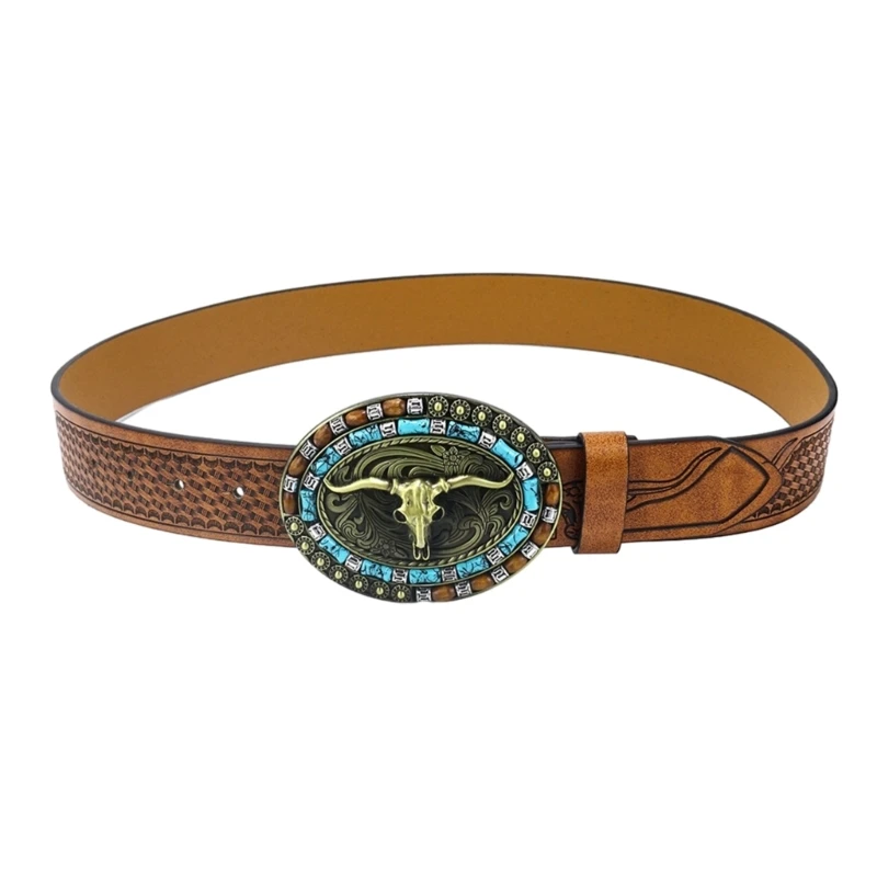 

Relief Bull Head Waist Belt Adjustable Belt for Man Jeans Decors