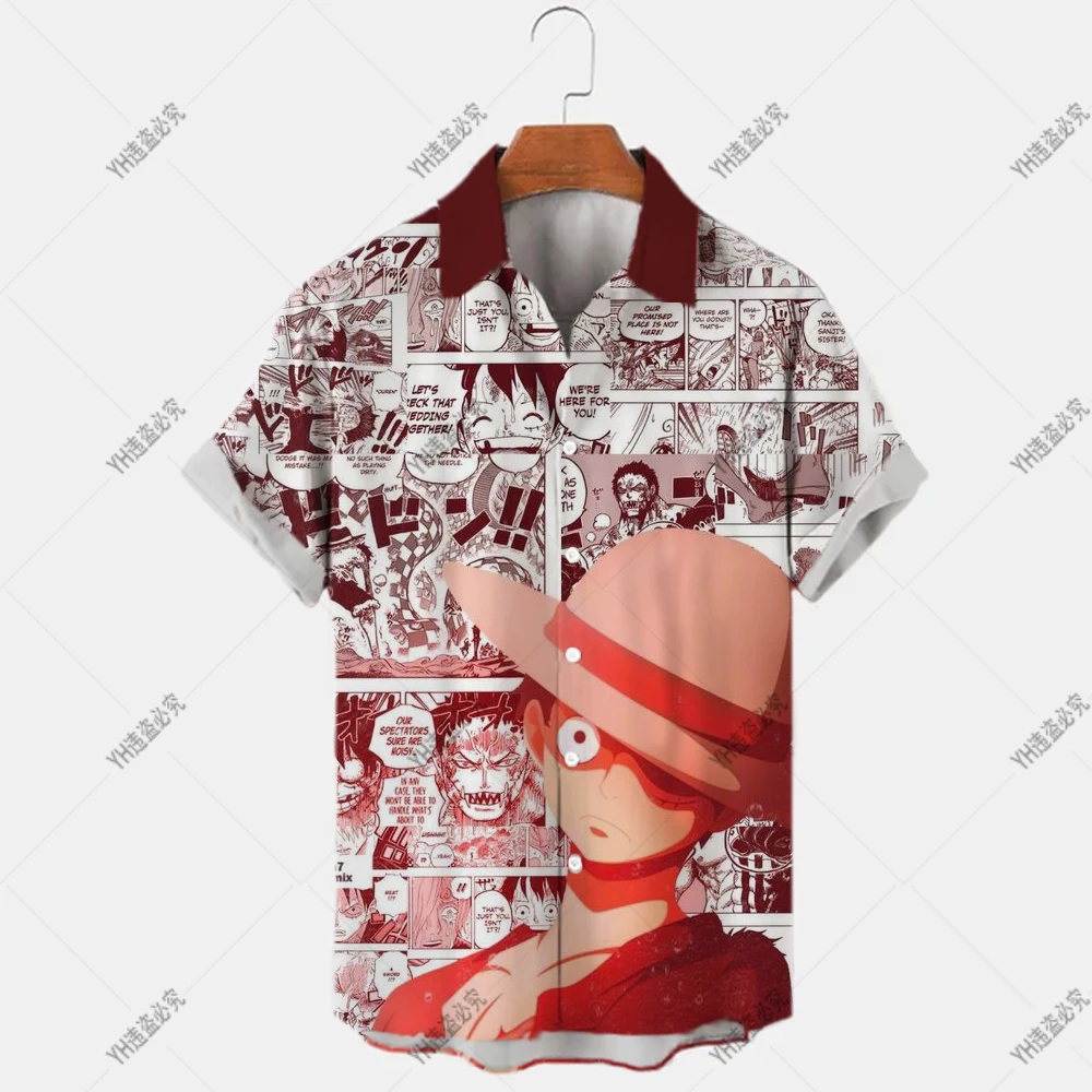 2022 Summer One Piece 3D Print Hawaiian Men's Shirt 5xl Luffy Short Sleeve Character Top Men's Breathable Loose Shirt Men's