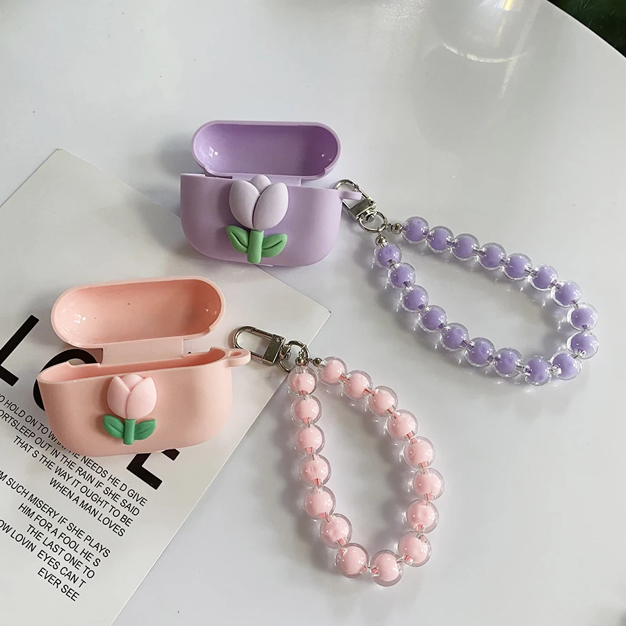 

Симпатичный чехол для Apple AirPods 1 2 Pro 3 чехол тюльпаны цветок наушники силиконовый Чехол air pods pro 3 чехол с брелоком ремешок